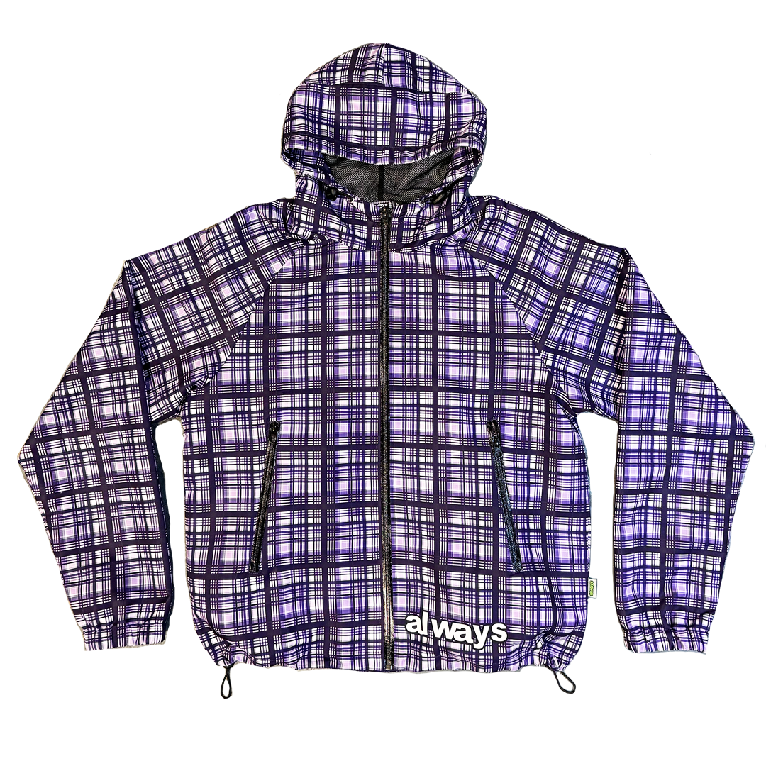 purple plaid bandemic jacket