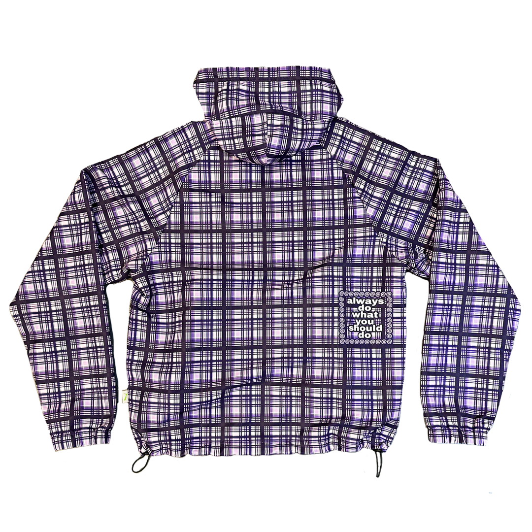 purple plaid bandemic jacket