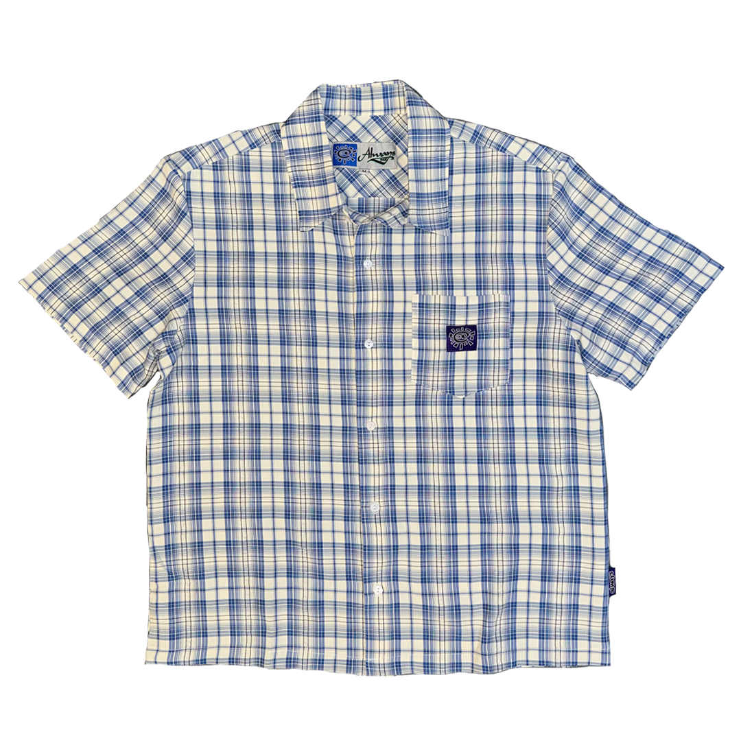 blue plaid button up shirt - purple label