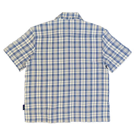 blue plaid button up shirt - purple label