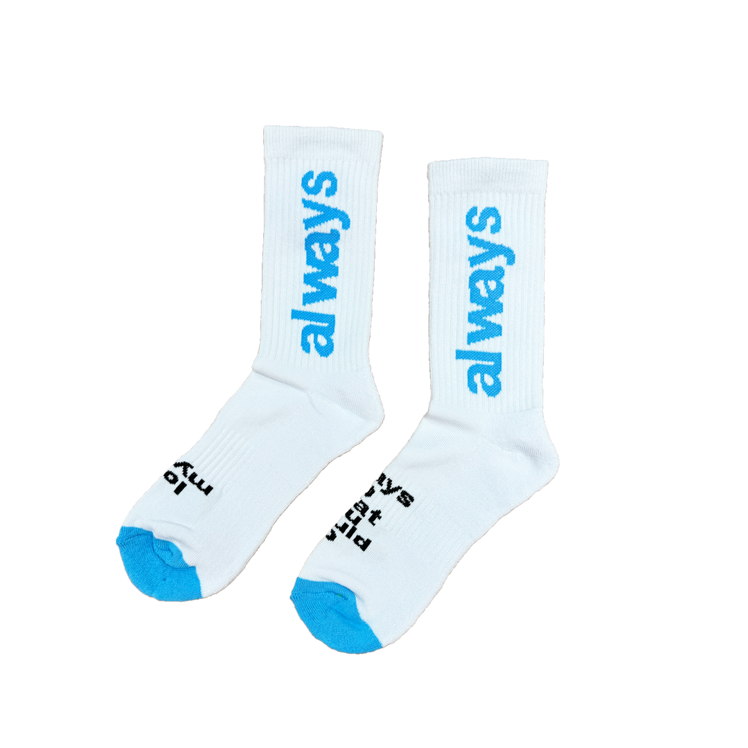 always up sock - baby blue / white