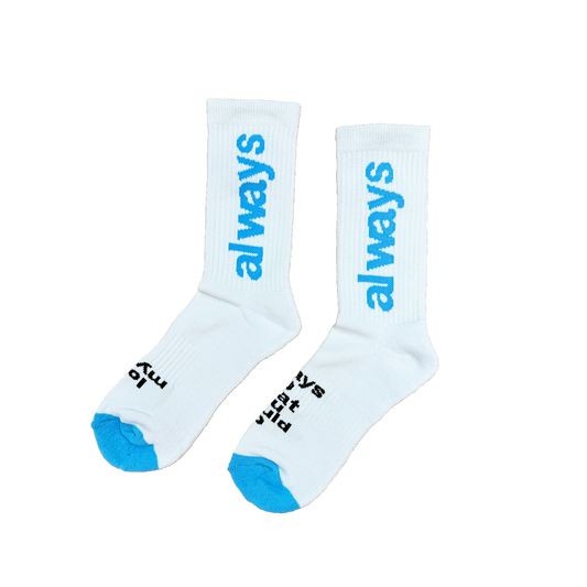 always up sock - baby blue / white