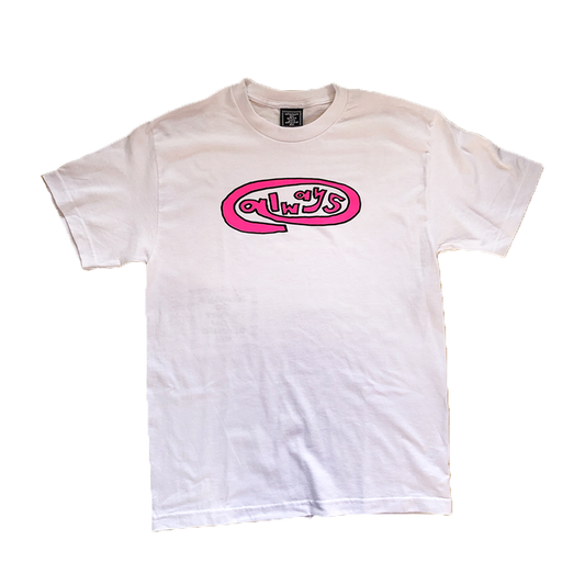 pink oval t-shirt white