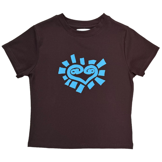 he@rt logo baby tee - brown