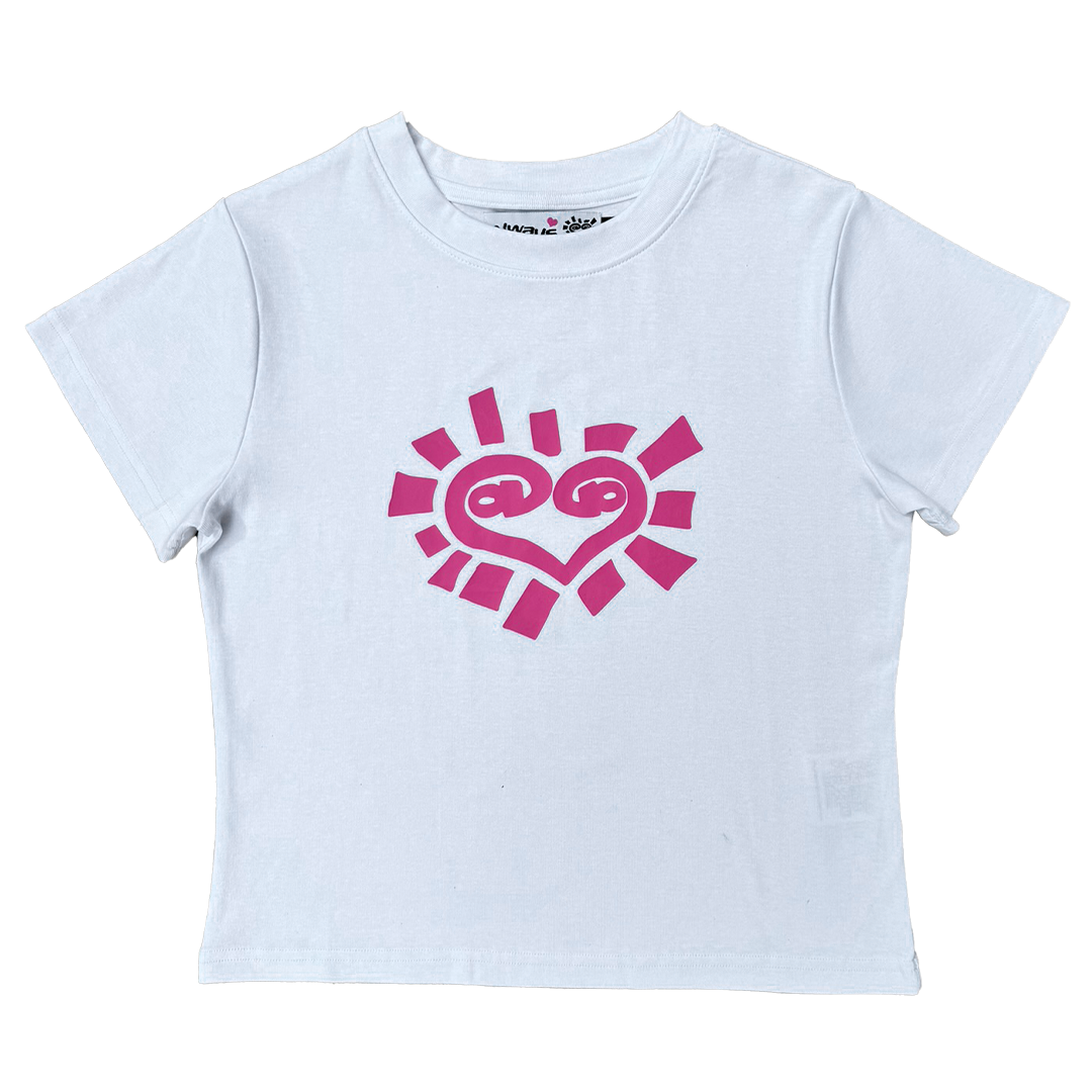 he@rt logo baby tee - white