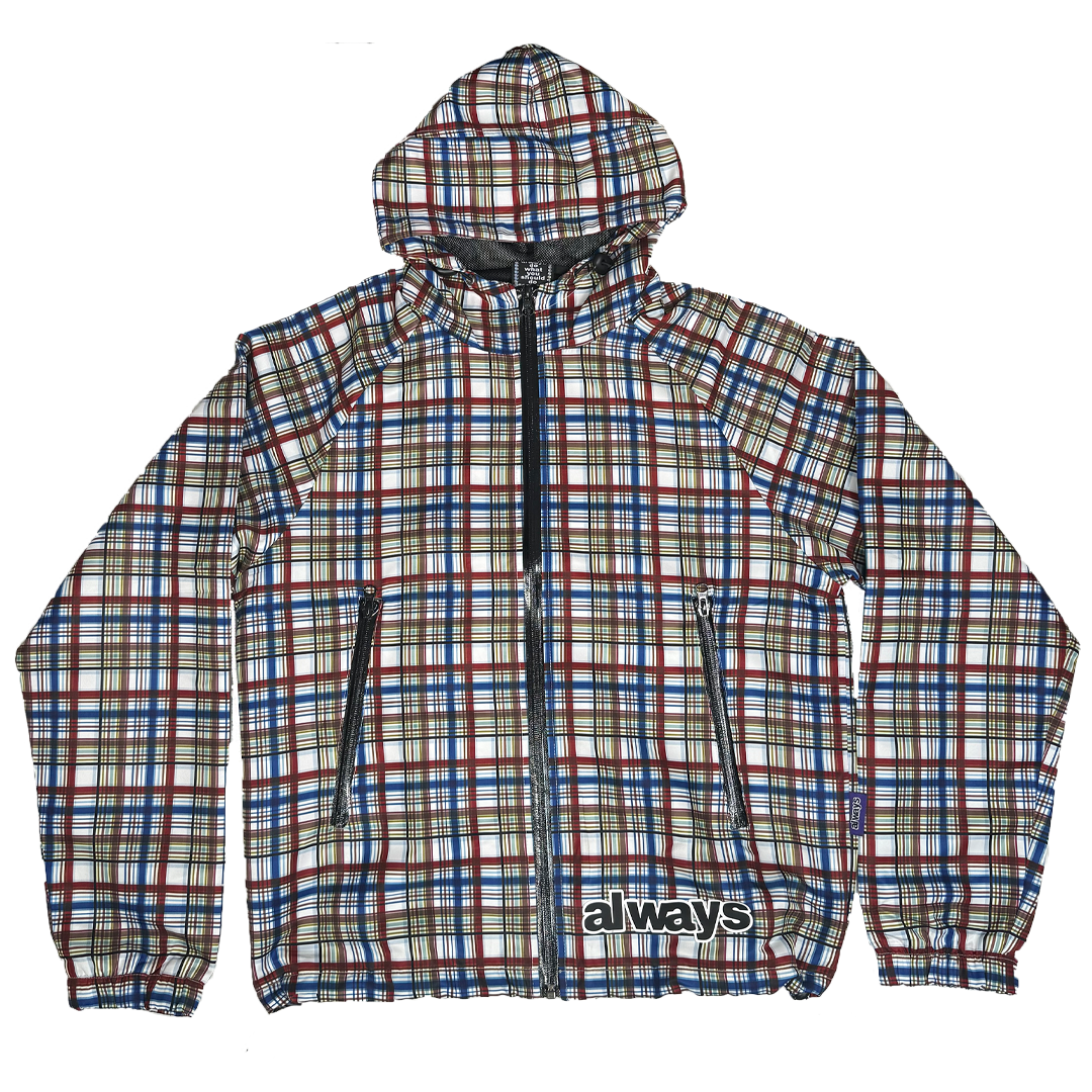 plaid bandemic jacket - burgundy / blue