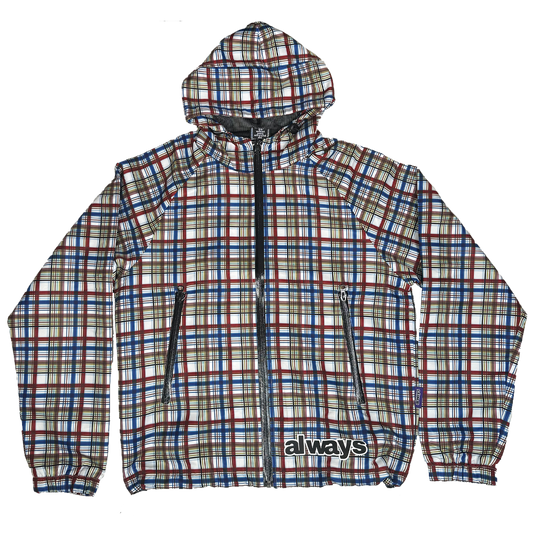 plaid bandemic jacket - burgundy / blue
