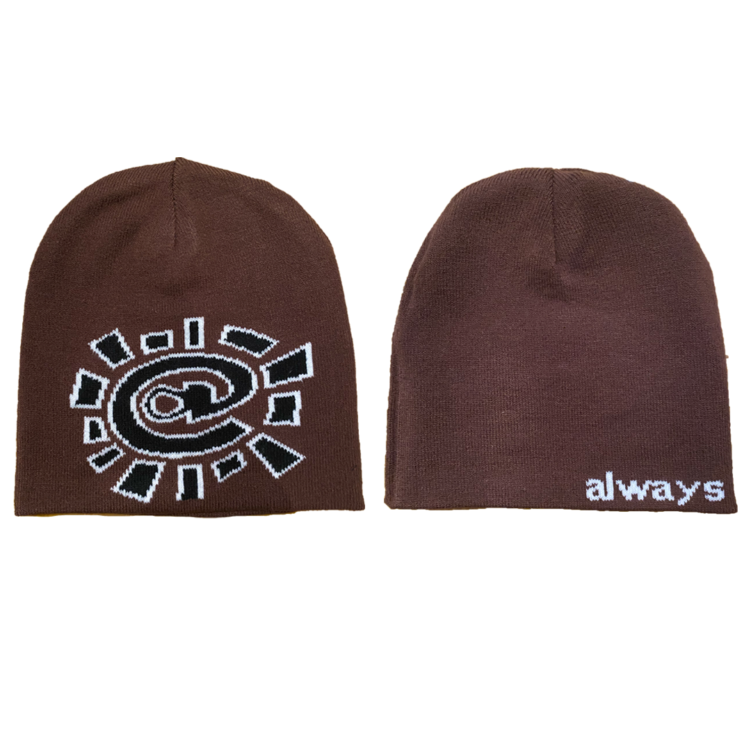 brown reversible no cuff beanie