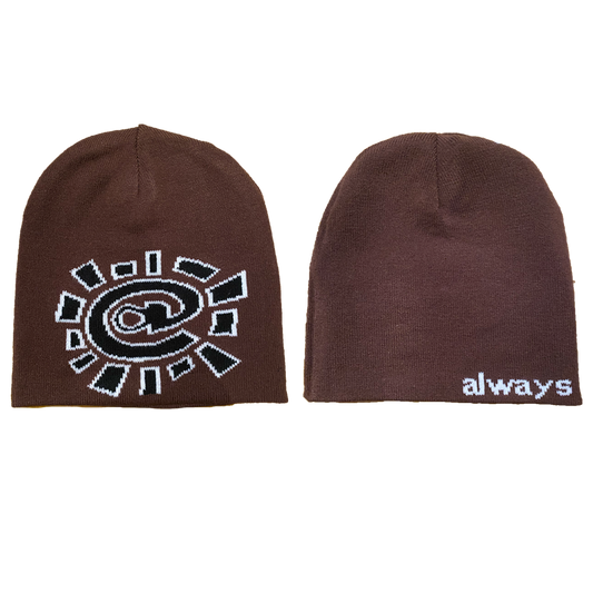brown reversible no cuff beanie