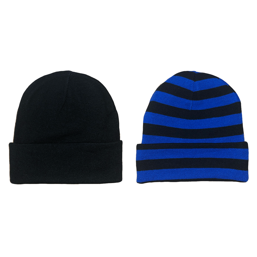 reversible cuff beanie -black / blue
