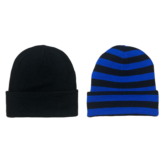 reversible cuff beanie -black / blue