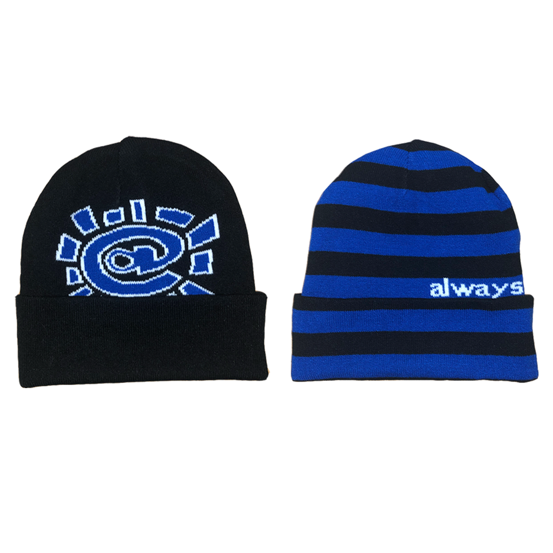 reversible cuff beanie -black / blue