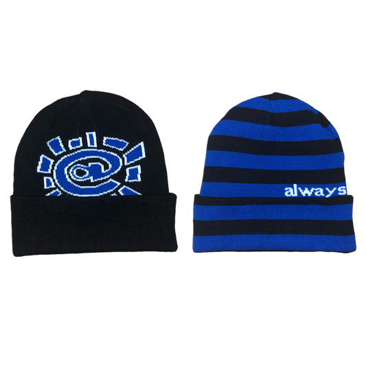 reversible cuff beanie -black / blue