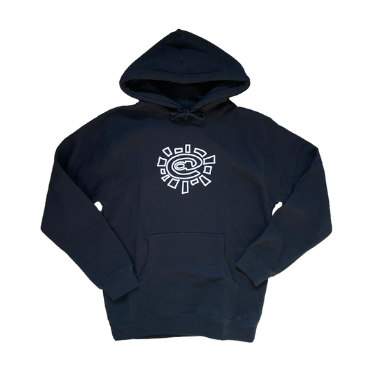 white @sun puff print hoodie - black