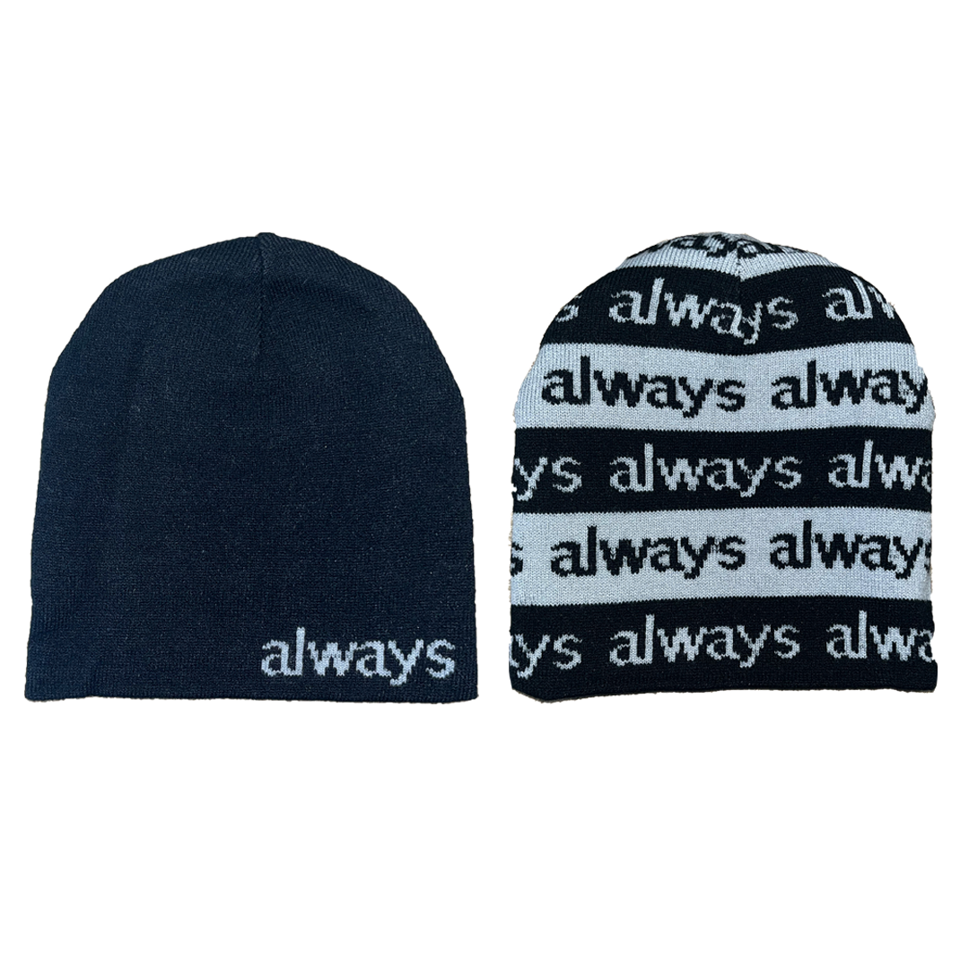 Copy of reversible no cuff beanie - black / silver