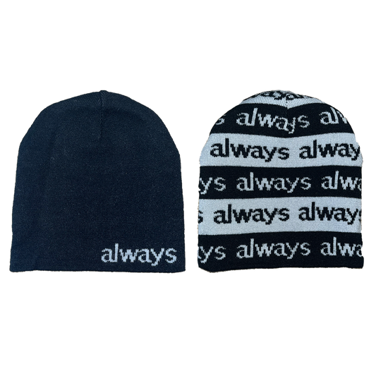 Copy of reversible no cuff beanie - black / silver