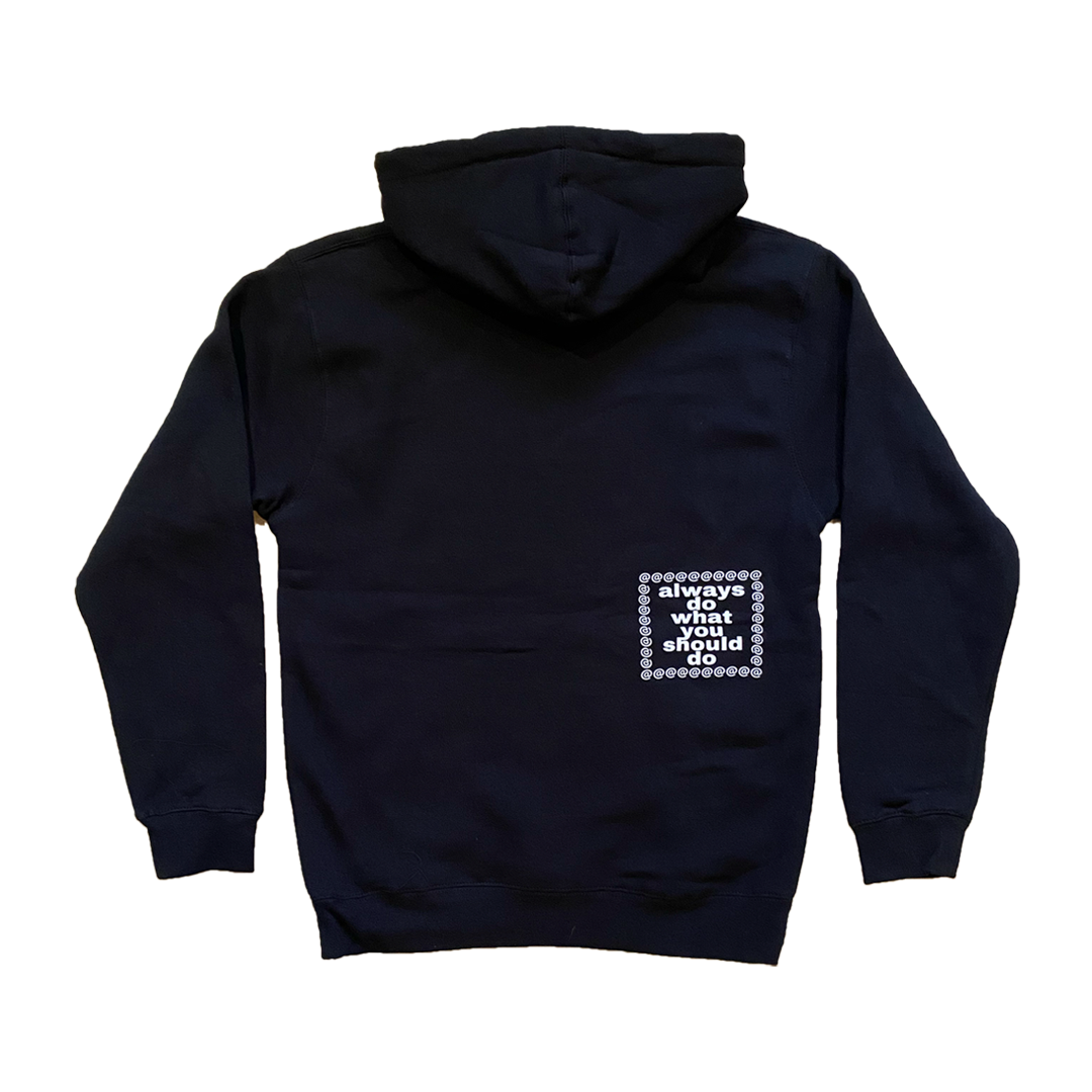 white @sun puff print hoodie - black