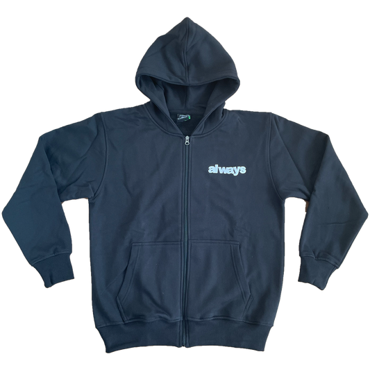always up black zip up hoodie