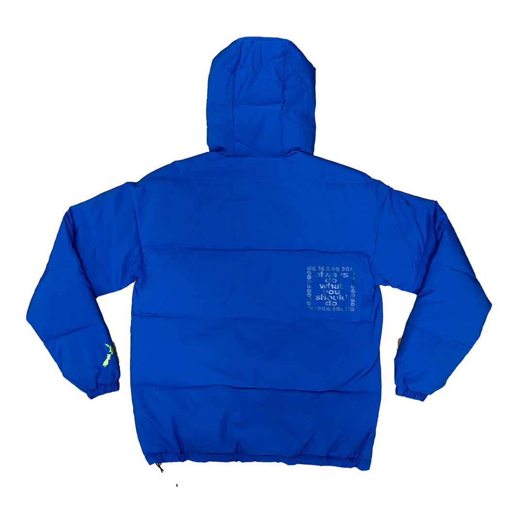 unisex royal blue puffa jacket