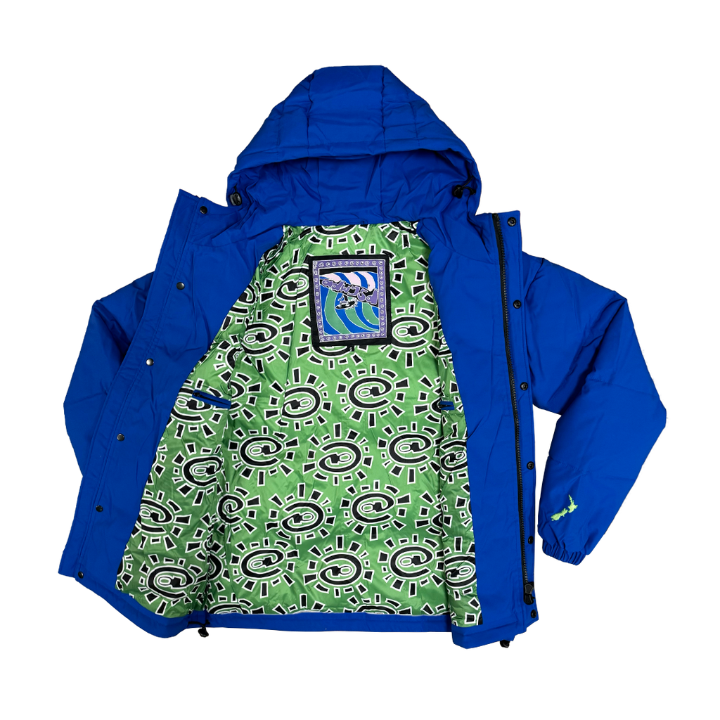 unisex royal blue puffa jacket