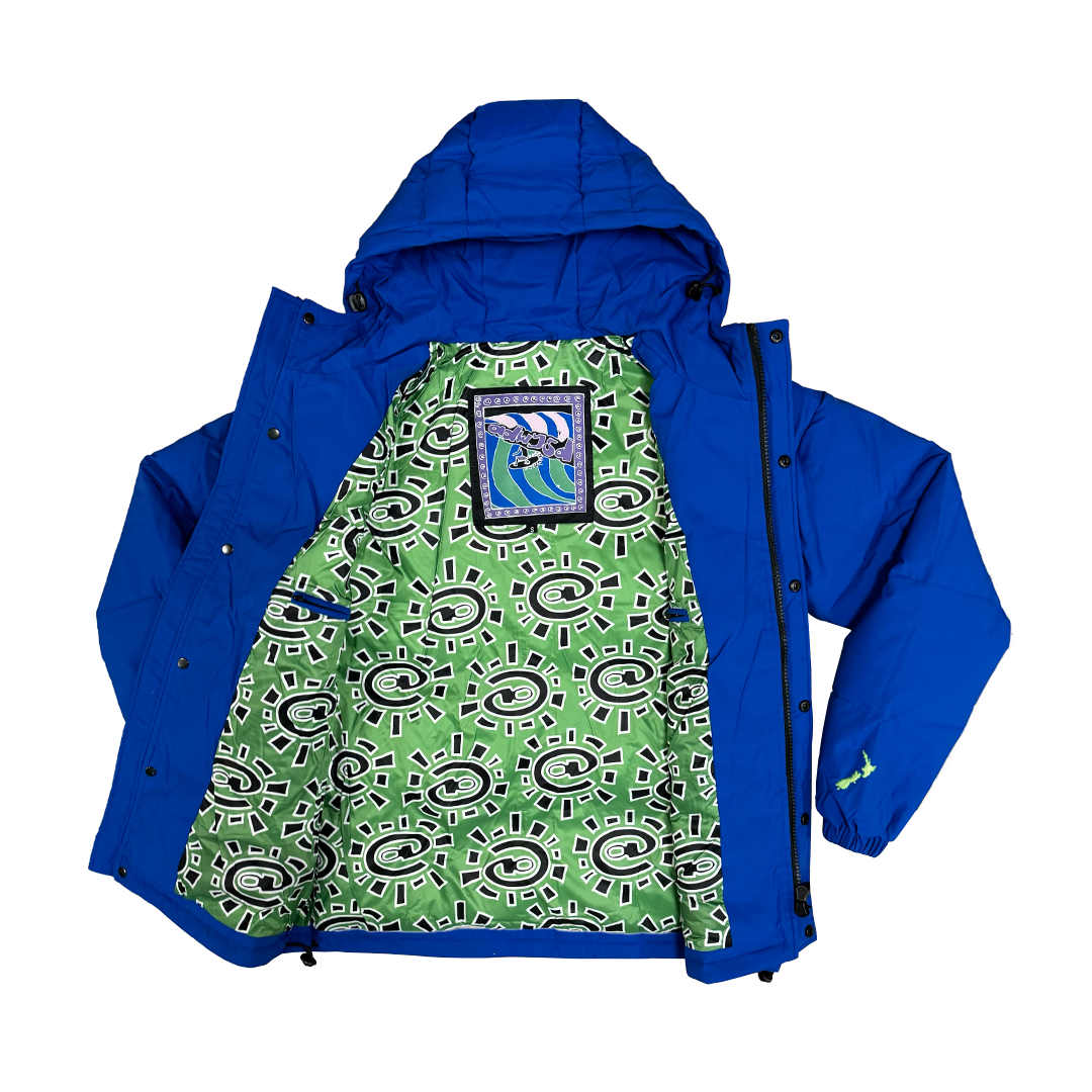unisex royal blue puffa jacket