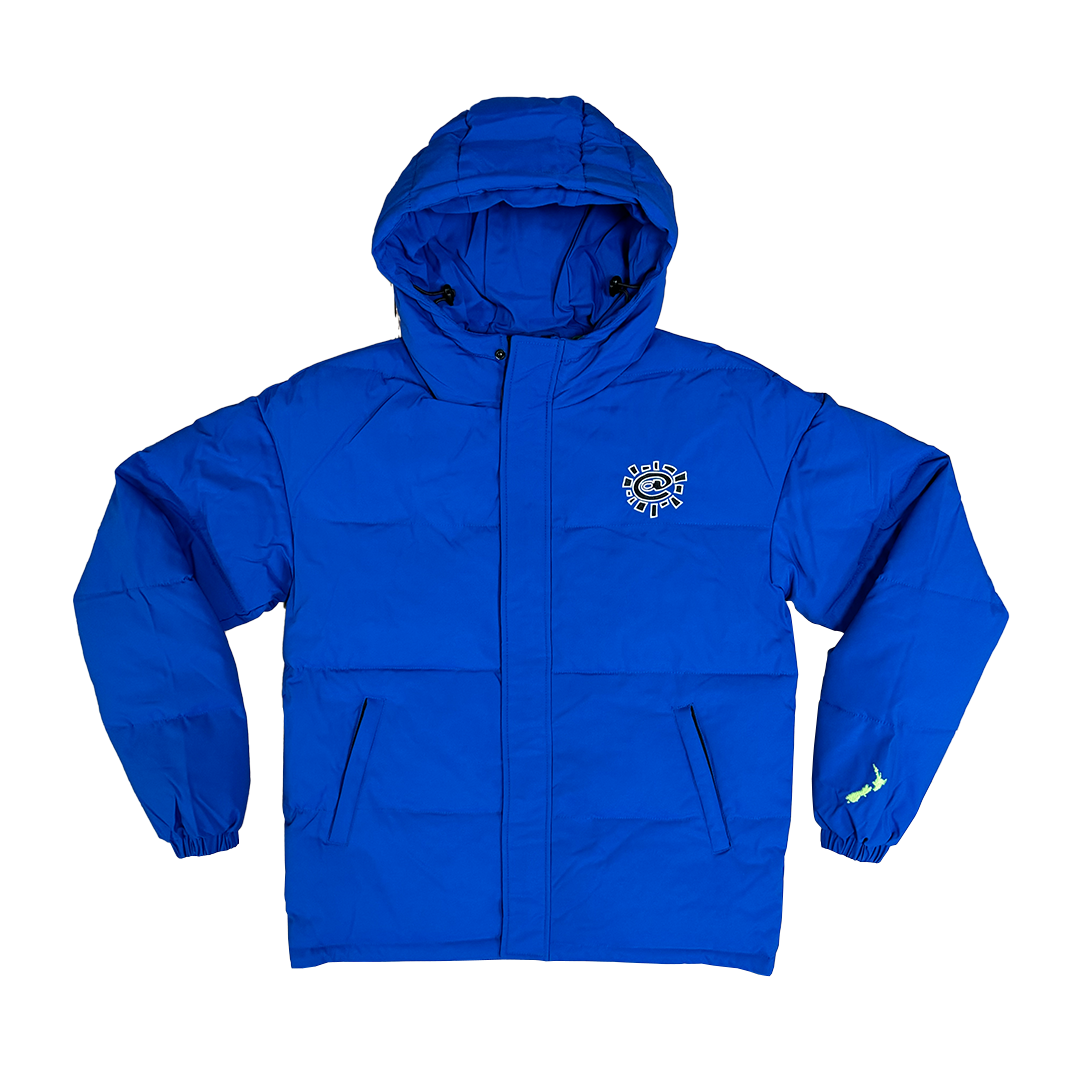 unisex royal blue puffa jacket