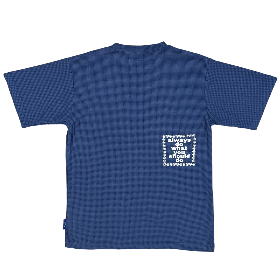 surf script waffle tshirt - navy