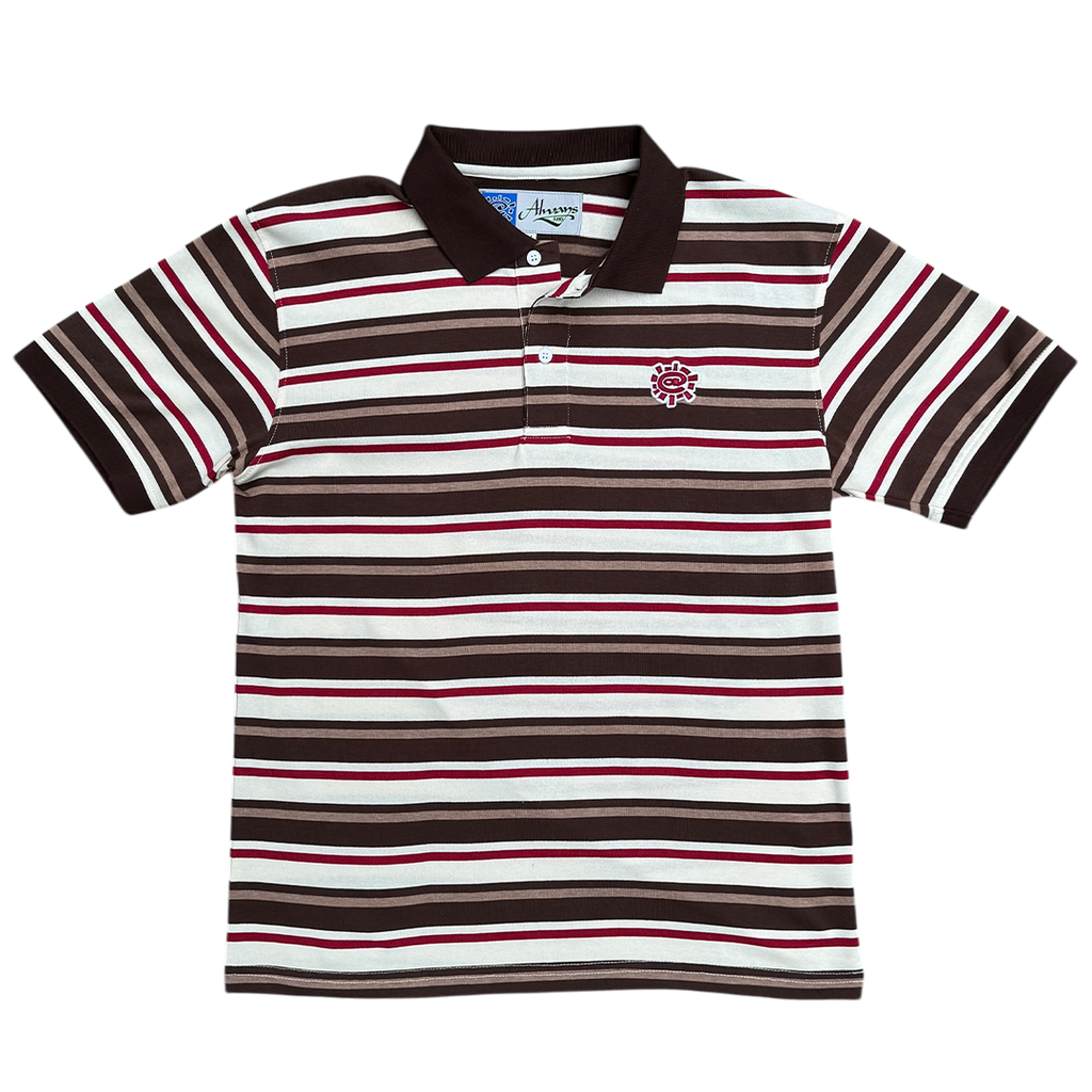 educated polo - brown/red stripe