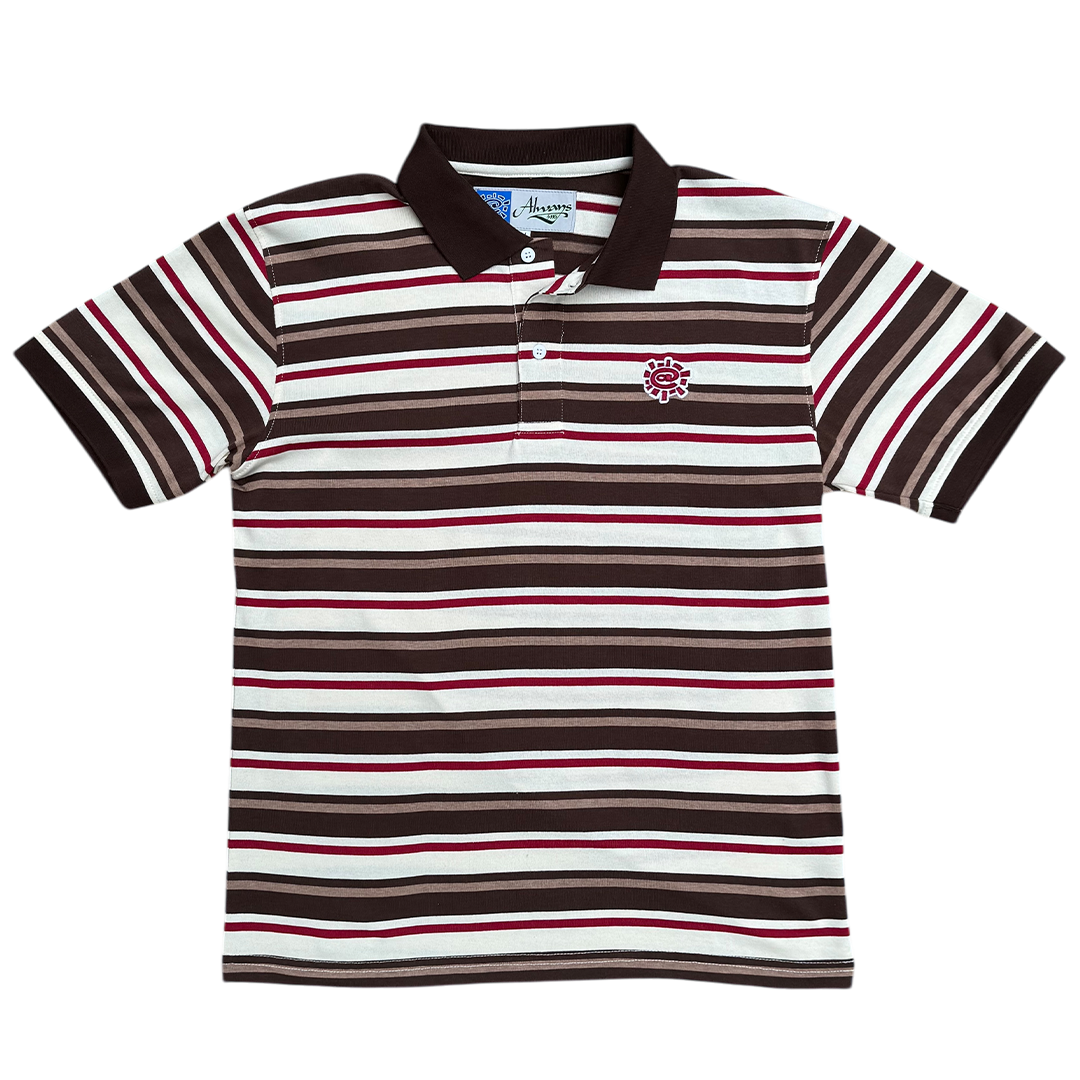 educated polo - brown/red stripe