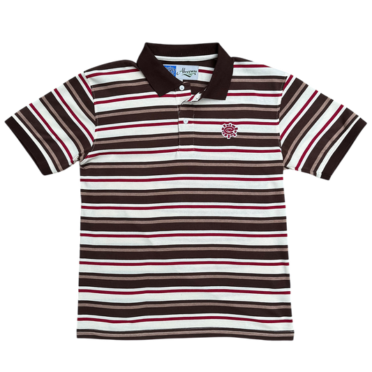 educated polo - brown/red stripe