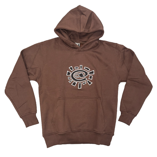 embroidered @sun hoodie brown