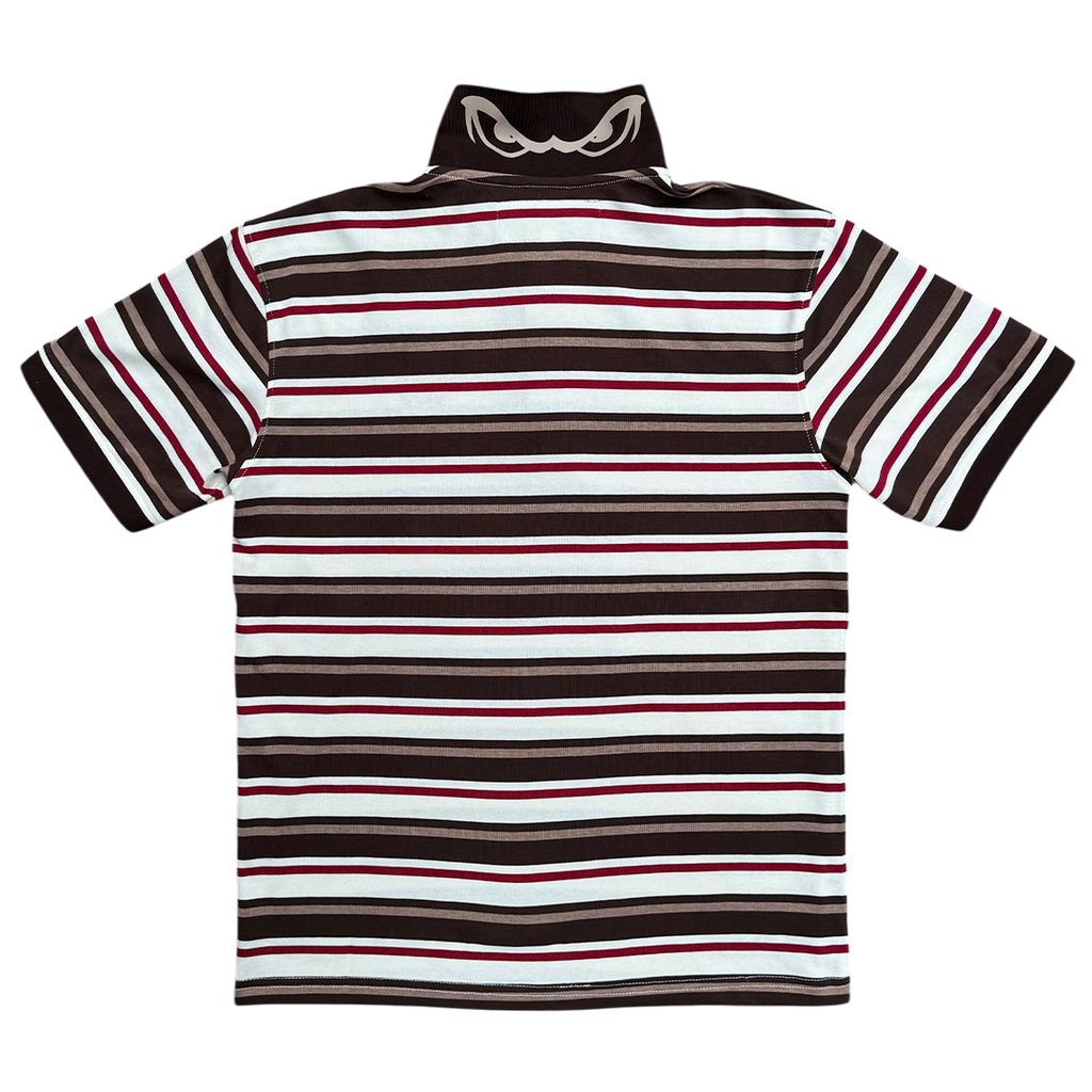 educated polo - brown/red stripe