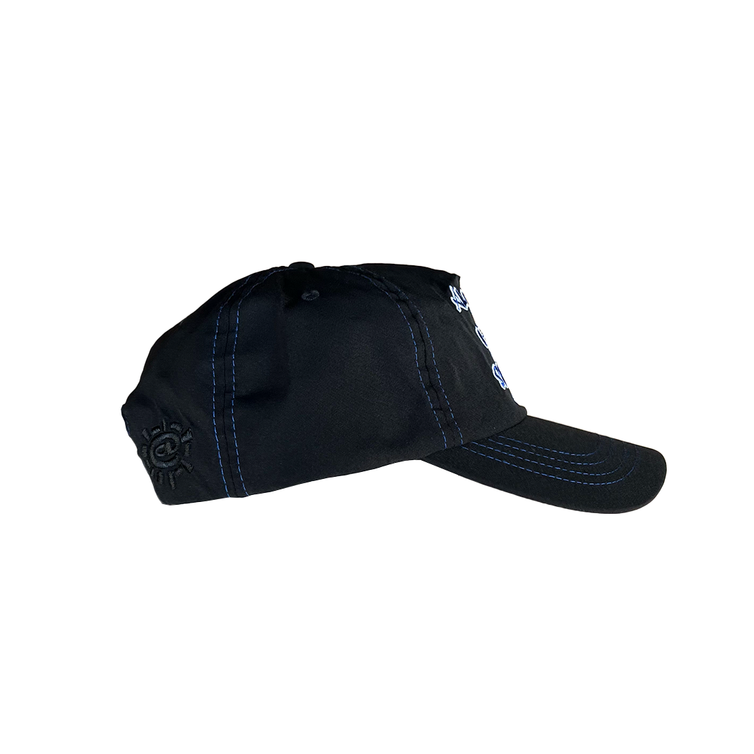 nylon cohesive sun cap - black/blue