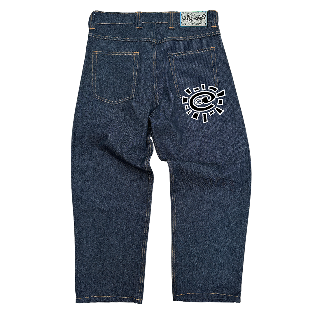 black/white @ sun denim - brown stitch