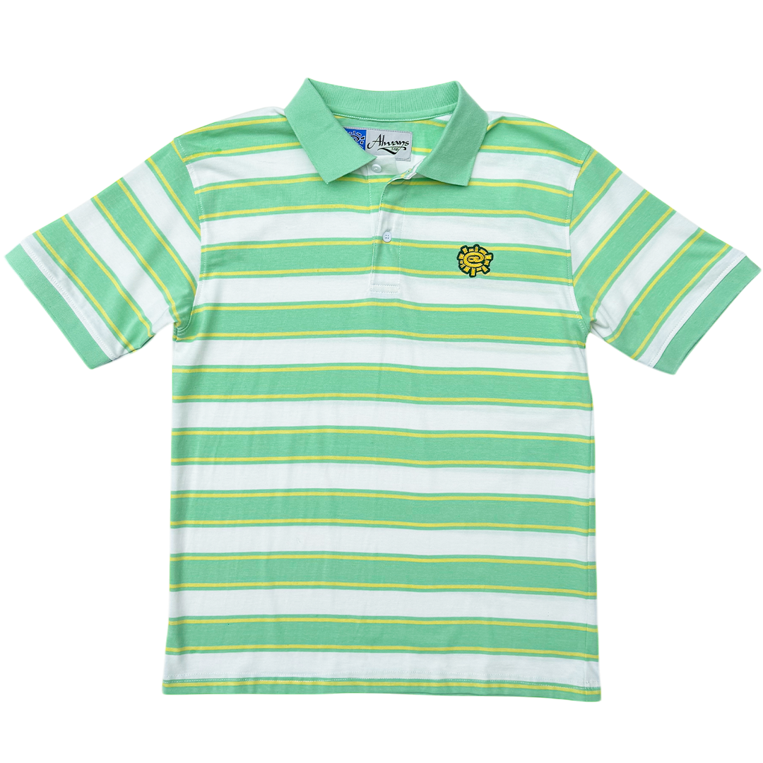 educated polo - mint green stripe