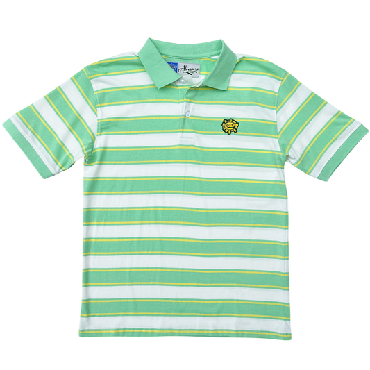 educated polo - mint green stripe