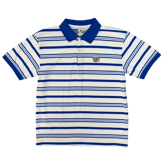educated polo - blue stripe