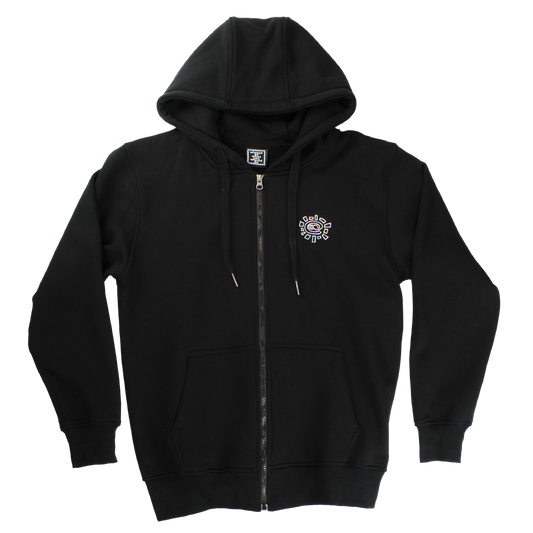 flight zip up hoodie - black