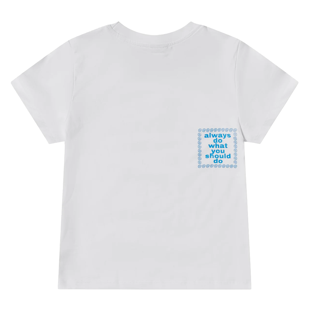 flower script baby tee white