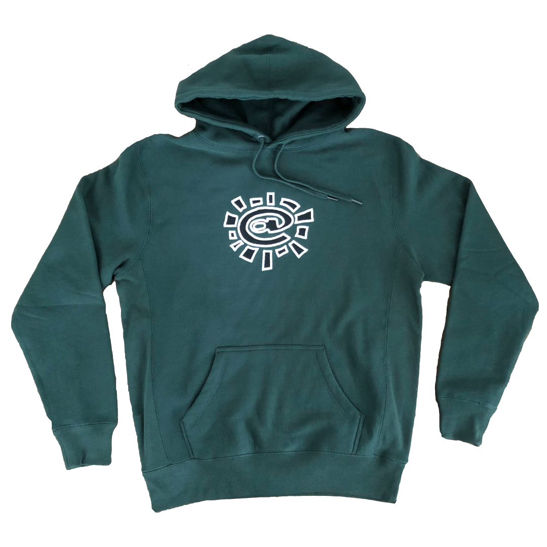 white puff @sun green hoodie