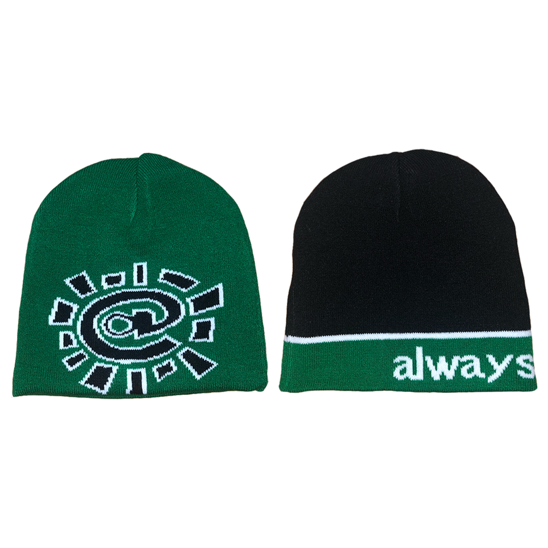 reversible no cuff beanie - green