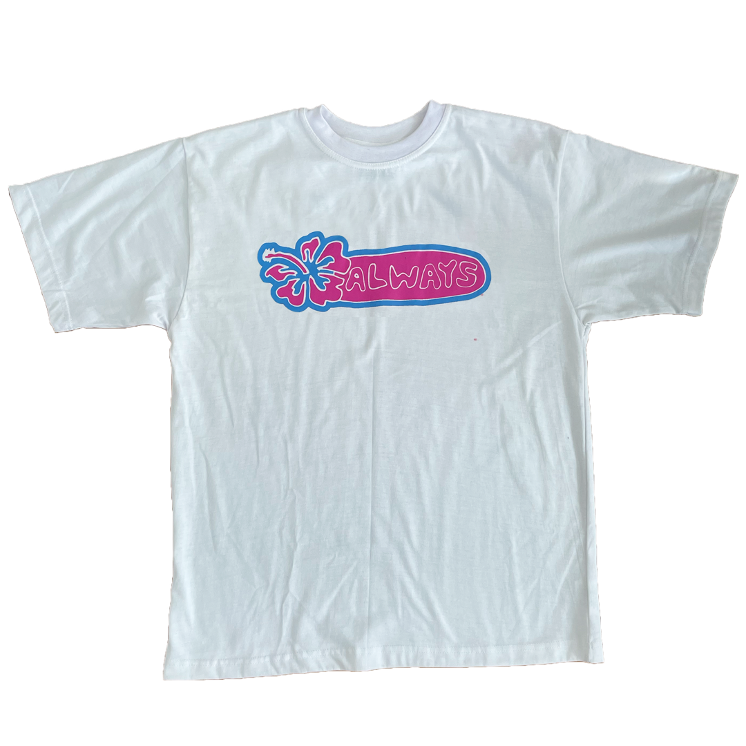 high biscus tshirt - white