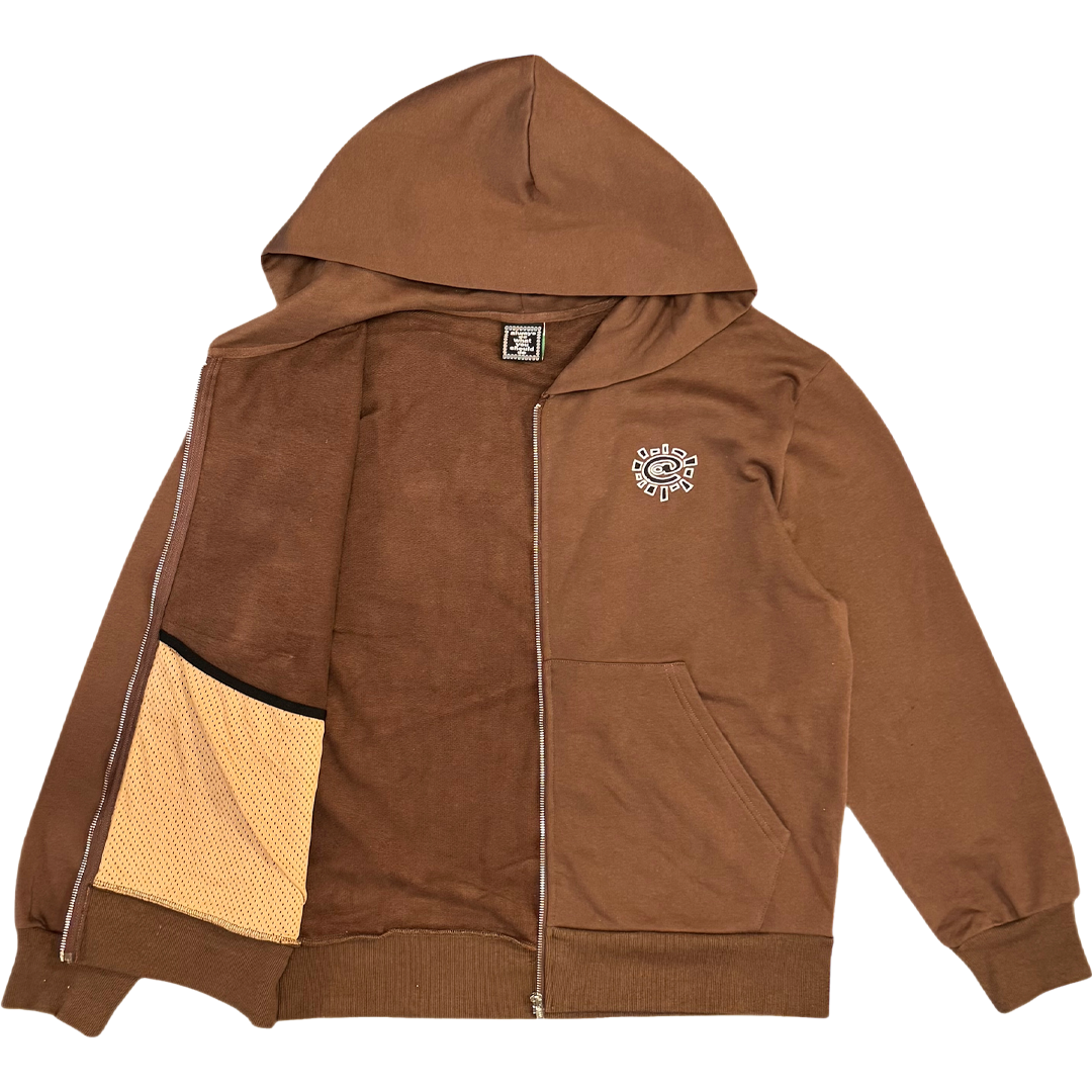 premium zip up hoodie - brown