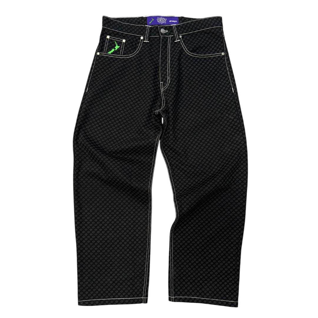 @@@ laser print unisex denim - black/black