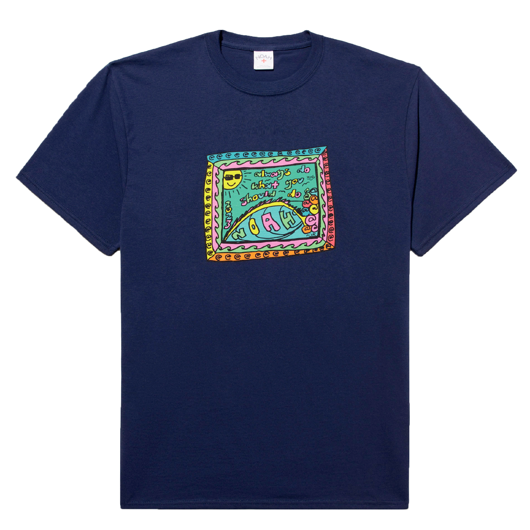 noah x adwysd thank you card tshirt- navy