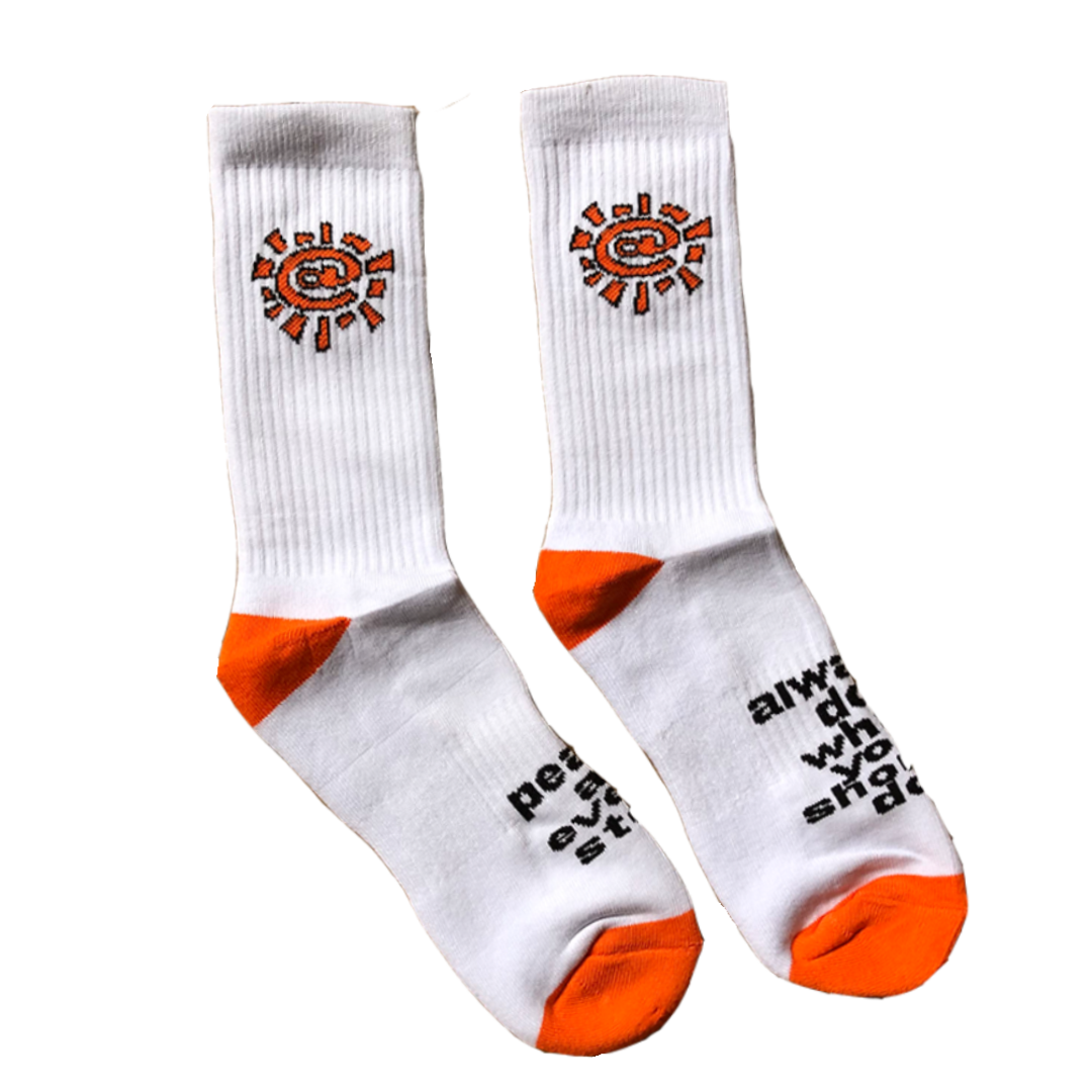 white / orange @sun sock