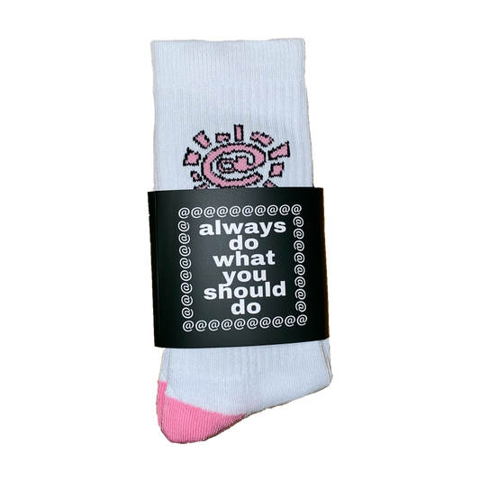white / pink @sun sock
