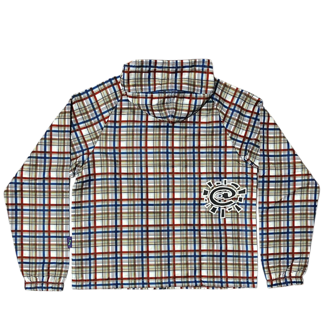 plaid bandemic jacket - burgundy / blue