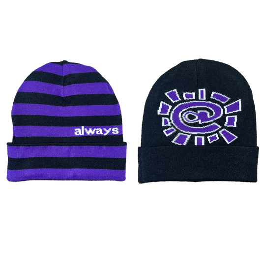 reversible cuff beanie - purple / black