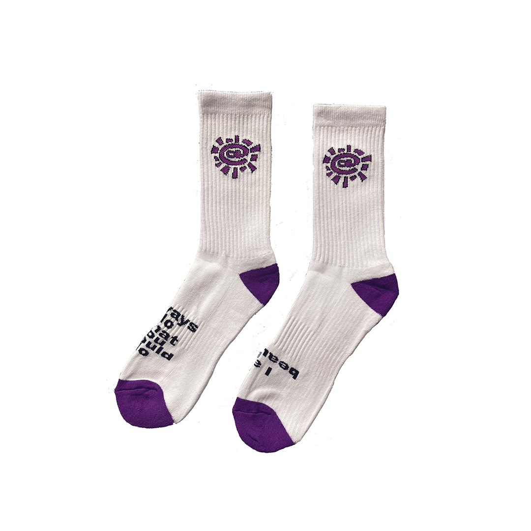 white / purple @sun sock